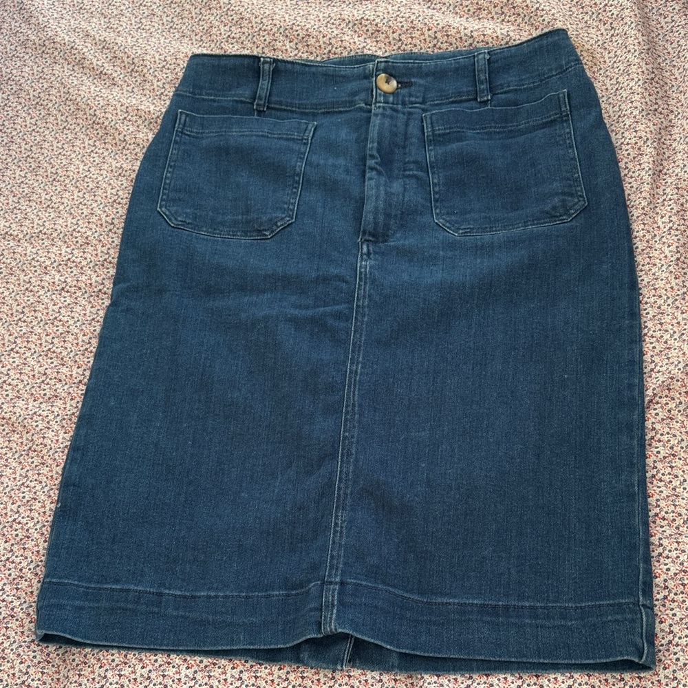 Classic Dark Blue Denim Pencil Skirt